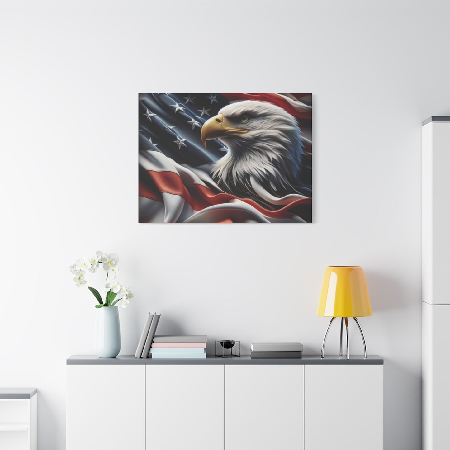 Patriotic Eagle Gallery Wrapped Canvas Art - American Flag Wall Decor - Red White Blue - USA Pride - Holiday Gift -  4th of July Home Decoration - Veteran Gift -  USA Theme Art - Print On Sides - Mirror Sides -