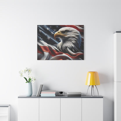 Patriotic Eagle Gallery Wrapped Canvas Art - American Flag Wall Decor - Red White Blue - USA Pride - Holiday Gift -  4th of July Home Decoration - Veteran Gift -  USA Theme Art - Print On Sides - Mirror Sides -