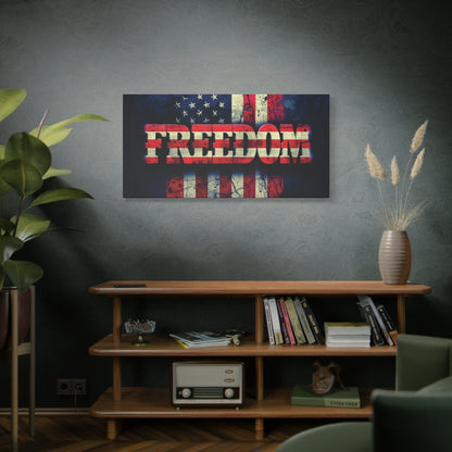 Patriotic Wall Art Print - Freedom Design Canvas Decor - American Flag Red White & Blue Artwork - Christmas Gifts - Independence Day Decoration - Home Gallery Piece -