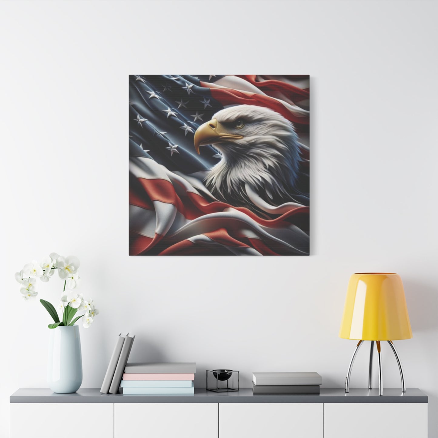 Patriotic Eagle Gallery Wrapped Canvas Art - American Flag Wall Decor - Red White Blue - USA Pride - Holiday Gift -  4th of July Home Decoration - Veteran Gift -  USA Theme Art - Print On Sides - Mirror Sides -