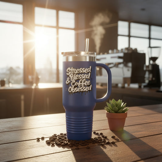 40 oz Insulated Travel Mug - Stressed Blessed & Coffee Obsessed Print - 7 Different Color Options - Perfect Holiday Gift for Coffee Lovers - Gym Goers -  Travel Enthusiasts -  Holiday [...]