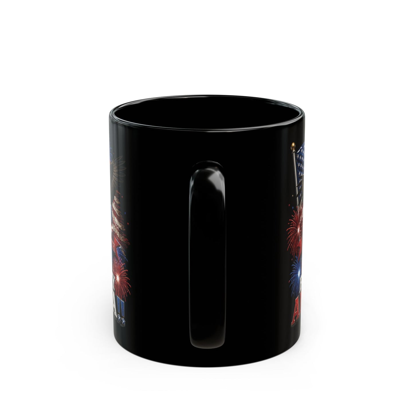 Happy 250th Birthday America Mug | 1776-2026 Patriotic Eagle Flag & Fireworks Black Coffee Cup