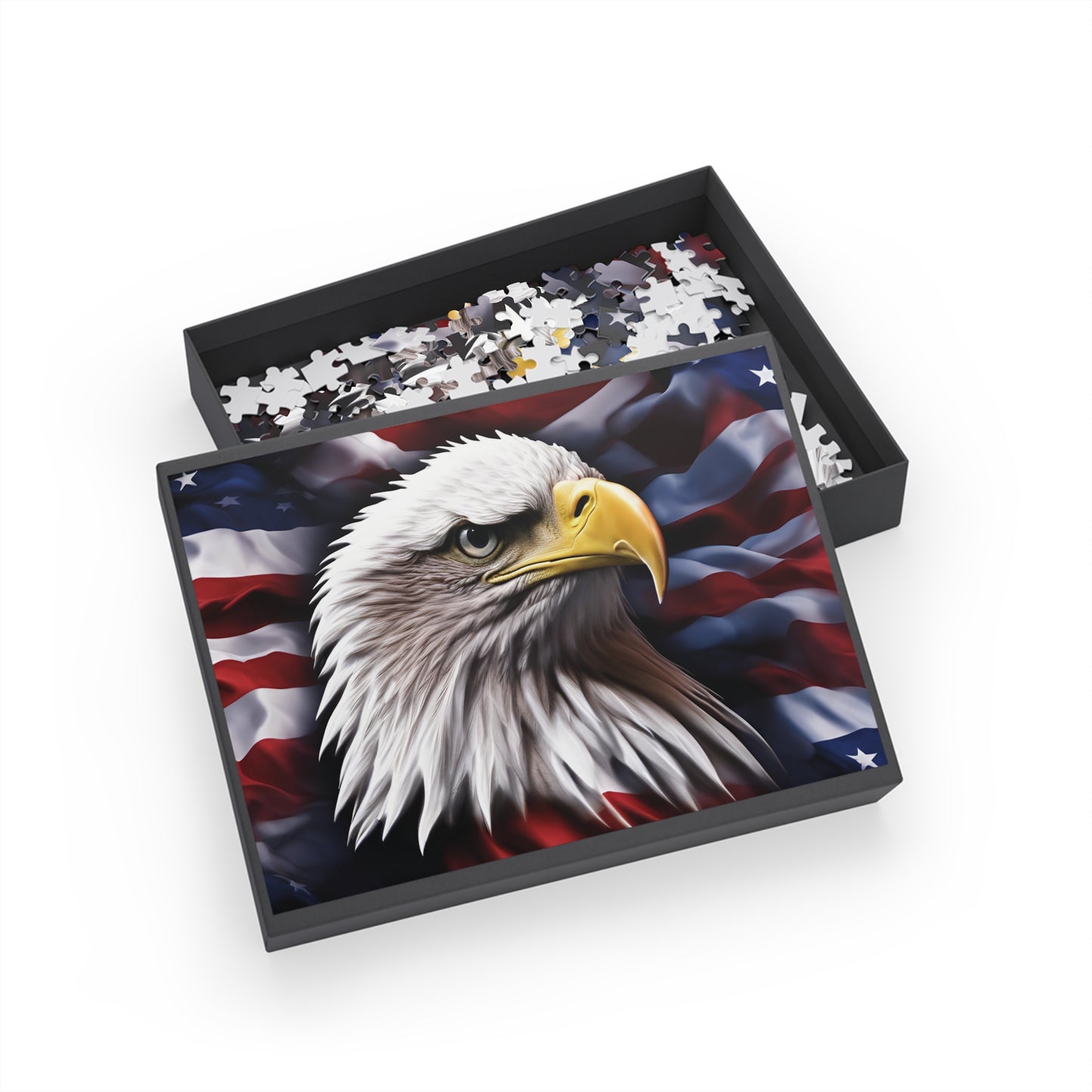 Puzzle - American Bald Eagle Red White & Blue Puzzles - 96 - 252 - 500 & 1000 Piece Options - Patriotic Artwork