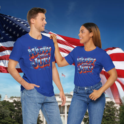Happy 4th Of July, Print Design T-Shirt, Independence Day, American Flag, Bald Eagle, Red White Blue