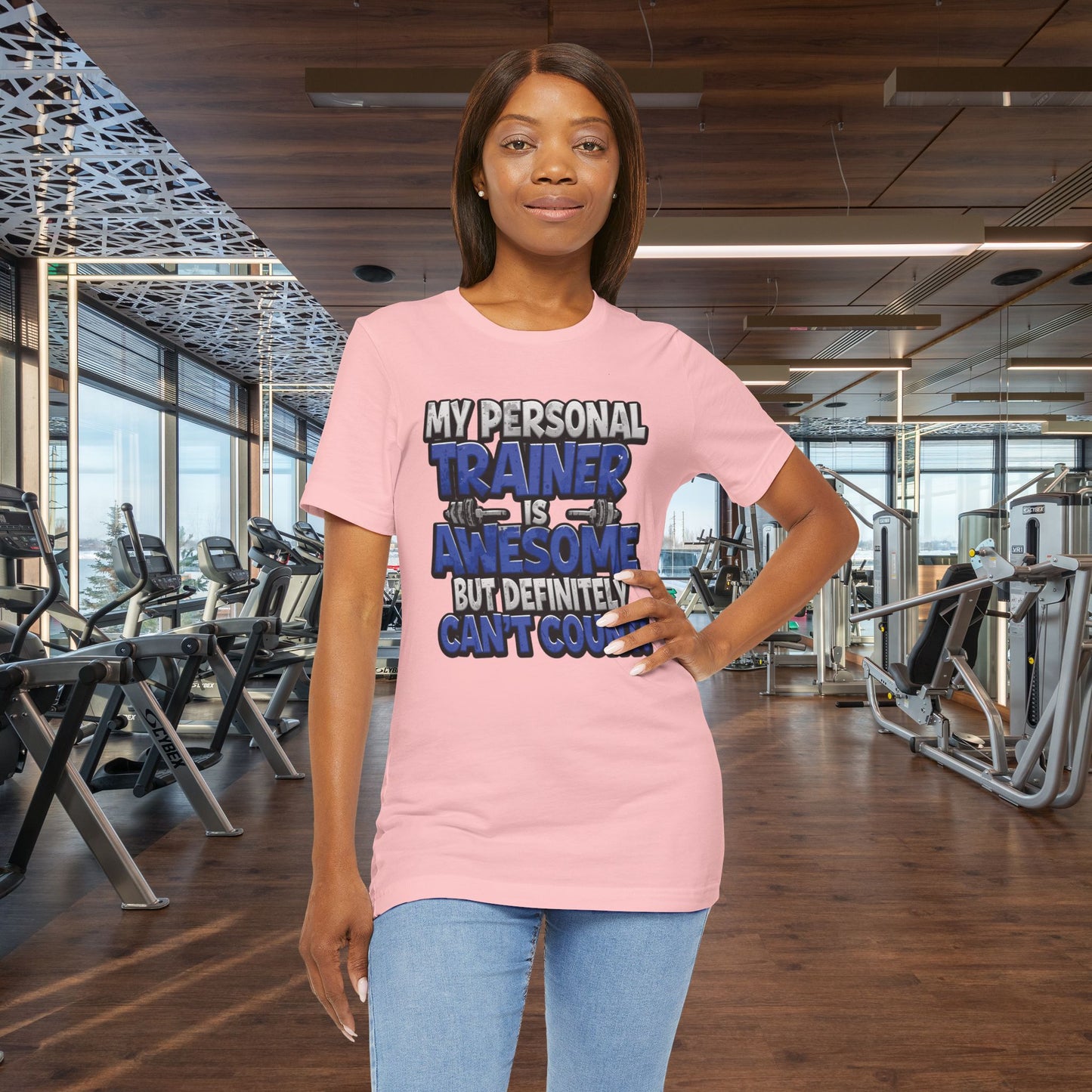Funny - My Personal Trainer Is Awesome But Definitely Can’t Count! Tee - Great Gift for Fitness Lovers - Gym Humor Shirt - Workout Apparel - Personal Trainer Gift - Fitness Motivation Tee - XS - 4XL