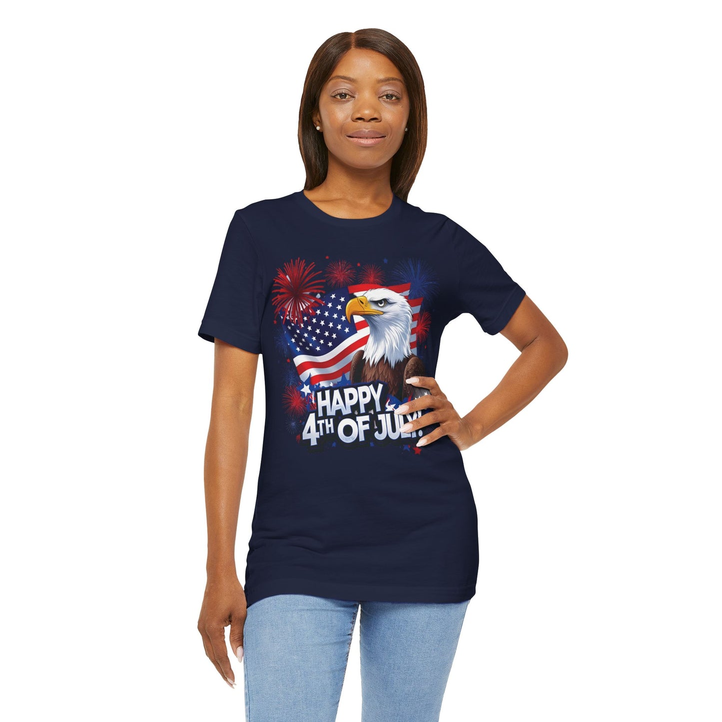 Happy 4th of July Graphic T-Shirt - Patriotic Bald Eagle - American Flag Tee - XS-4XL