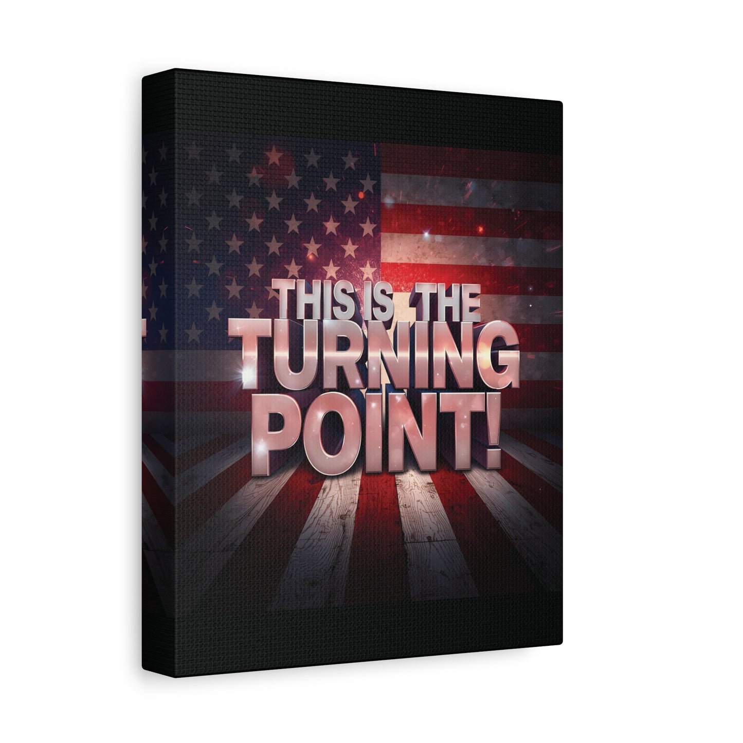 Gallery Wrapped Canvas Wall Art - Charlie Kirk Inspired - This Is The Turning Point! - Red White Blue - American Flag Backdrop Design - Multiple Sizes -