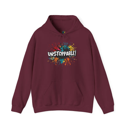 Unstoppable! Paint Splash Hoodie - Motivational Graphic Sweatshirt - Unisex Pullover - S-5XL