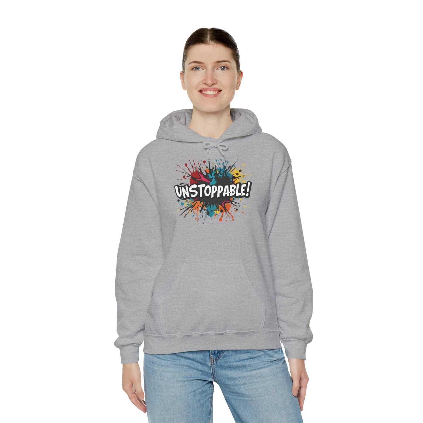 Unstoppable! Paint Splash Hoodie - Motivational Graphic Sweatshirt - Unisex Pullover - S-5XL