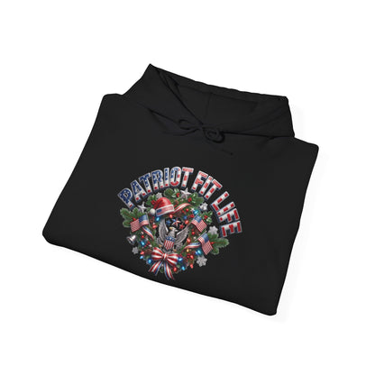 Patriot Fit Life Christmas Gym Hoodie - Eagle Barbell Wreath Americana Graphic | Unisex S-5XL