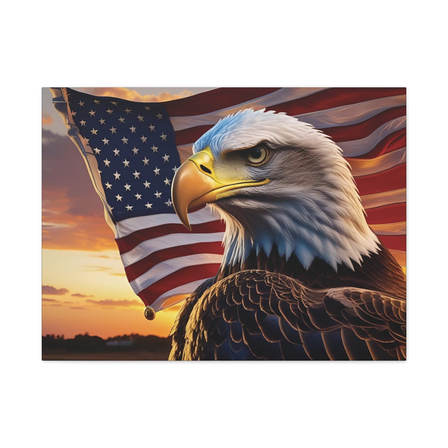 Patriotic Eagle Canvas Wall Art, Stretched Eagle Art, American Flag Decor, Veteran's Day Gift, 4th of July Decoration, Home Gallery Wall