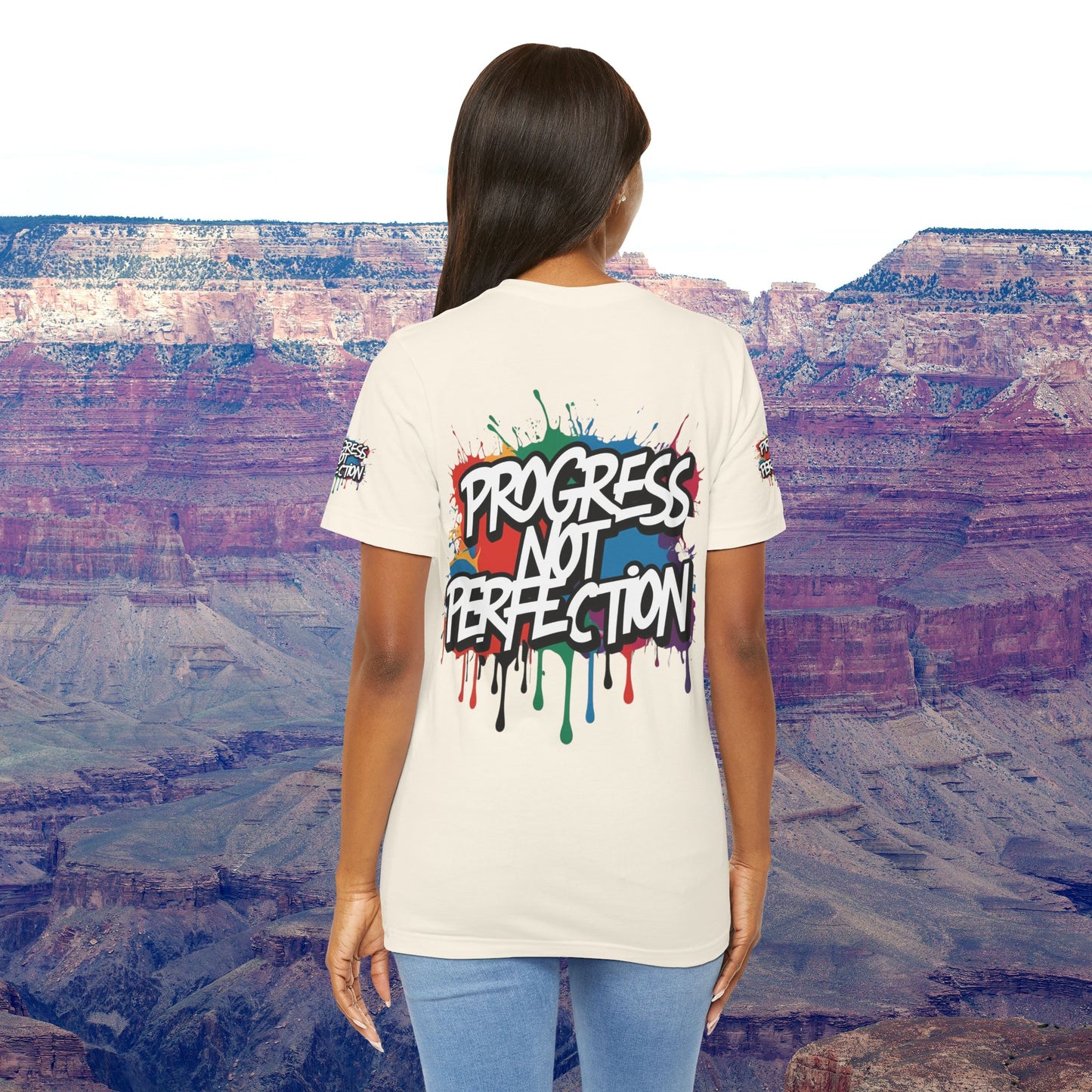 💥 Vibrant   💥   Eye-catching   💥   Motivational    💥 All  Over Print   💥 Unisex T-shirt  💥   Progress  Not  Perfection   💥  Art-Inspired   💥  Apparel  💥  Sizes  XS  x  4XL 💥