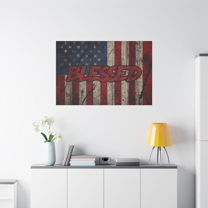 Blessed Patriotic Canvas Wall Art, Americana Decor, Home Wall Decoration, Rustic Flag Artwork, US Flag Decor