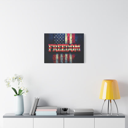 Patriotic Wall Art Print - Freedom Design Canvas Decor - American Flag Red White & Blue Artwork - Christmas Gifts - Independence Day Decoration - Home Gallery Piece -