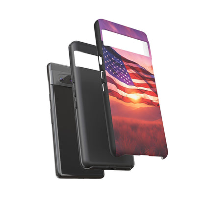 Stylish Phone Case - American Flag At Sunset Design - Patriotic Gift for Veterans - Independence Day -  Summer Vibes -