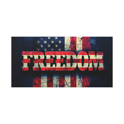Patriotic Wall Art Print - Freedom Design Canvas Decor - American Flag Red White & Blue Artwork - Christmas Gifts - Independence Day Decoration - Home Gallery Piece -