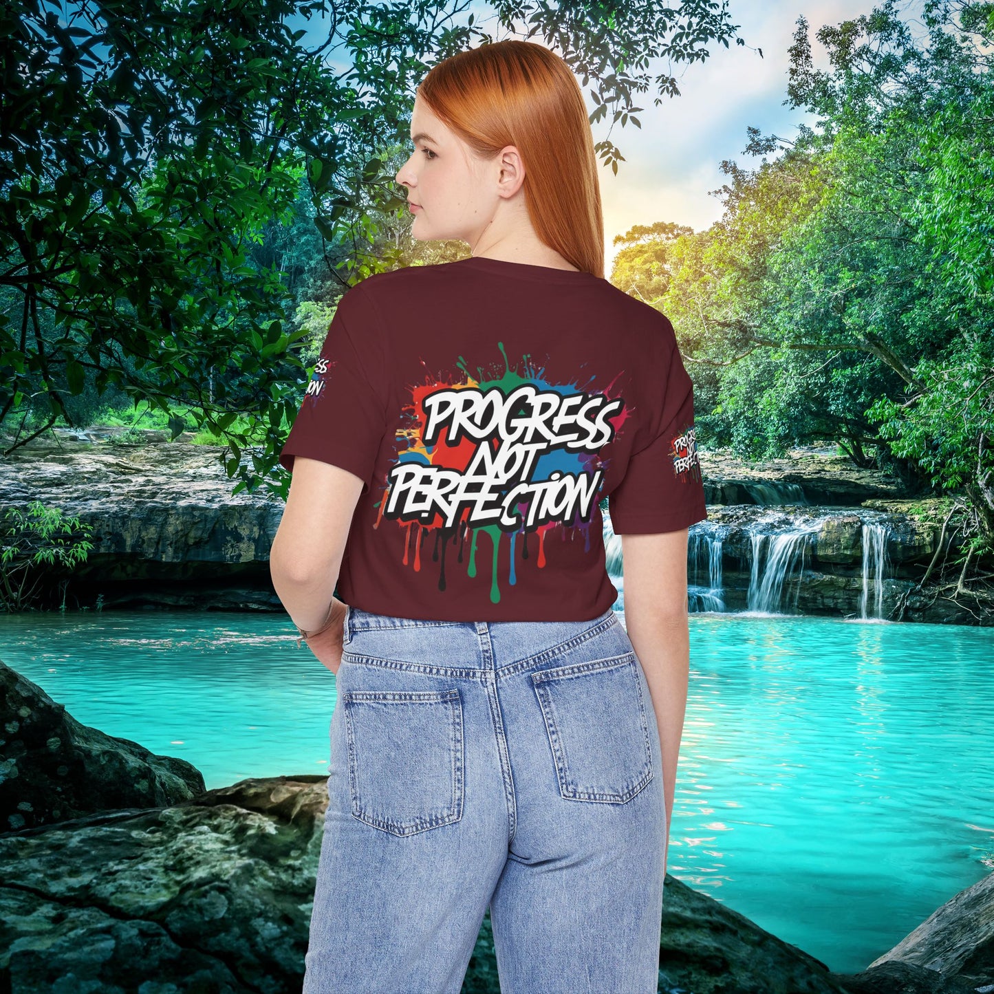 💥 Vibrant   💥   Eye-catching   💥   Motivational    💥 All  Over Print   💥 Unisex T-shirt  💥   Progress  Not  Perfection   💥  Art-Inspired   💥  Apparel  💥  Sizes  XS  x  4XL 💥