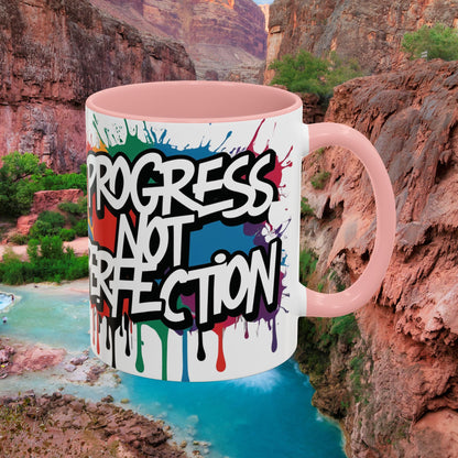Vibrant   Ceramic  Mug    Inspirational      Let's Go!     Graffiti  Mug      Coffee Mug        Progress  Not  Perfection   Sizes   11oz  &  15oz    Birthday Gift   Graduation Gift    8  Different  Color Options