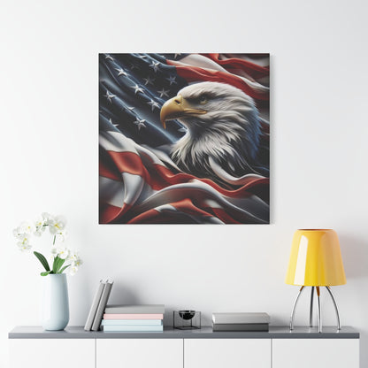 Patriotic Eagle Gallery Wrapped Canvas Art - American Flag Wall Decor - Red White Blue - USA Pride - Holiday Gift -  4th of July Home Decoration - Veteran Gift -  USA Theme Art - Print On Sides - Mirror Sides -