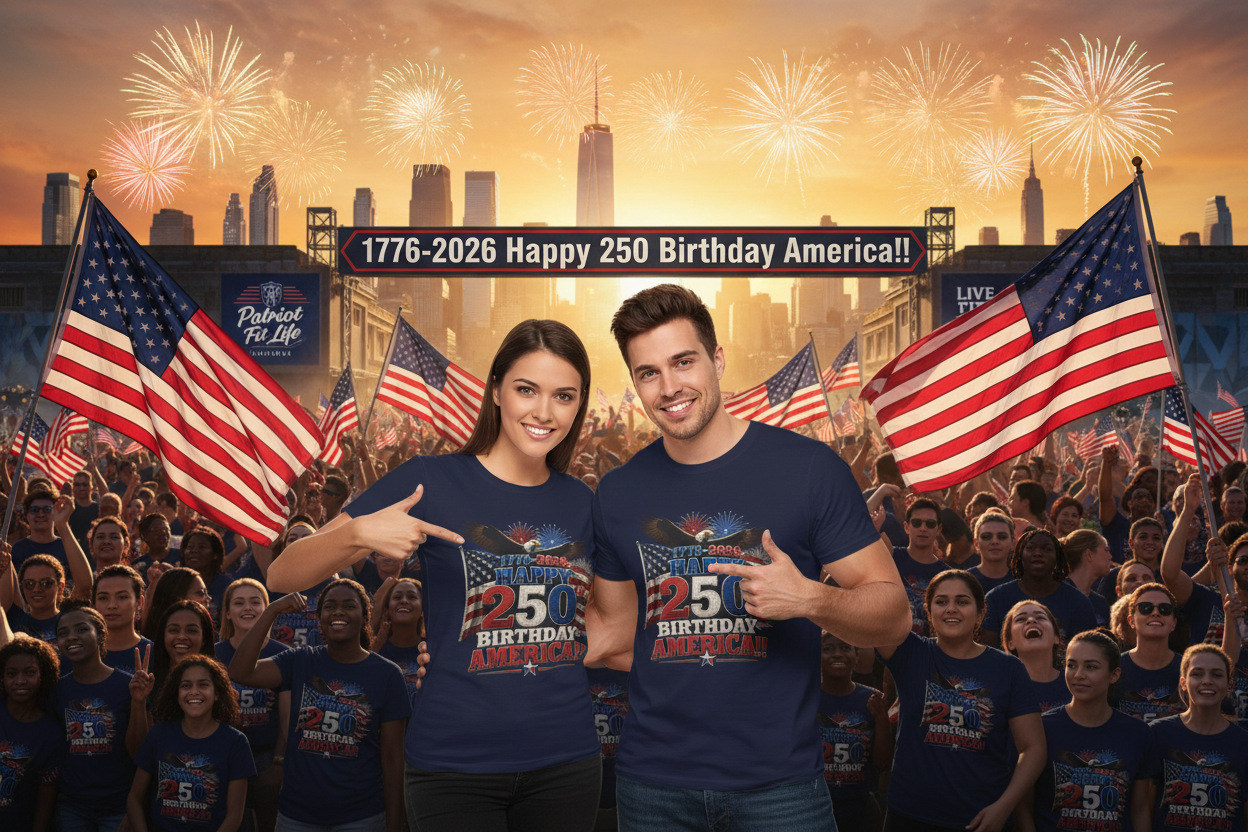 Happy 250th Birthday America T-Shirt | 1776-2026 Patriotic Eagle Flag & Fireworks Tee