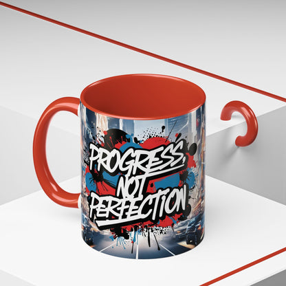 Progress Not Perfection! Graffiti Style Mug - Vibrant Design - 11oz/15oz - 8 Colors
