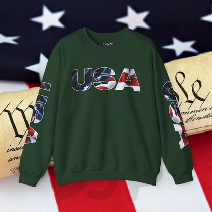 Patriotic USA Crewneck Sweatshirt - Unisex Heavy Blend - American Pride - National Pride Gift - S-5XL