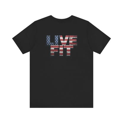 LIVE FIT Patriotic T-Shirt - American Flag Red White Blue - Unisex Fitness Tee