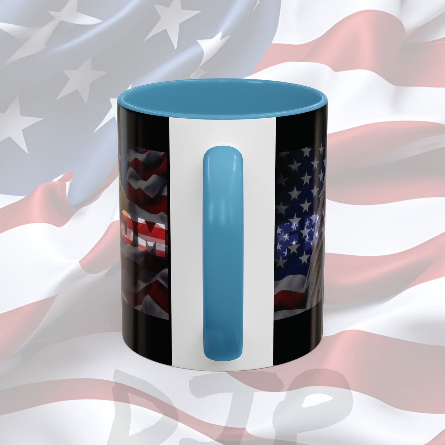 Freedom! Bald Eagle Patriotic Accent Mug - Red White & Blue - 11oz/15oz