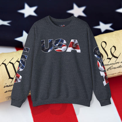 Patriotic USA Crewneck Sweatshirt - Unisex Heavy Blend - American Pride - National Pride Gift - S-5XL