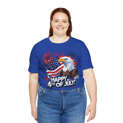 Happy 4th of July Graphic T-Shirt - Patriotic Bald Eagle - American Flag Tee - XS-4XL