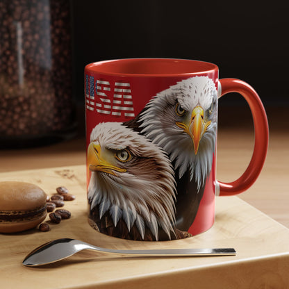 Patriotic Bald Eagle Accent Mug - Red White & Blue - 11oz/15oz - 4 Colors