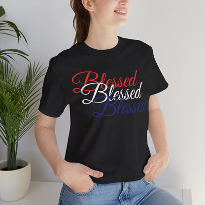 Red White Blue  Blessed  Design Unisex Tee