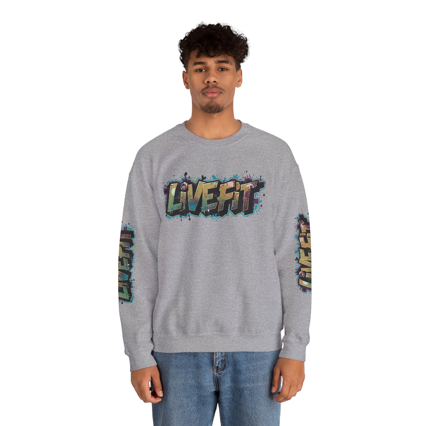 Live Fit Crewneck Sweatshirt - Trendy Fitness Apparel -  Unisex Casual Wear -  Sports Gift -  Workout Fashion -  Street Style Sweatshirt -