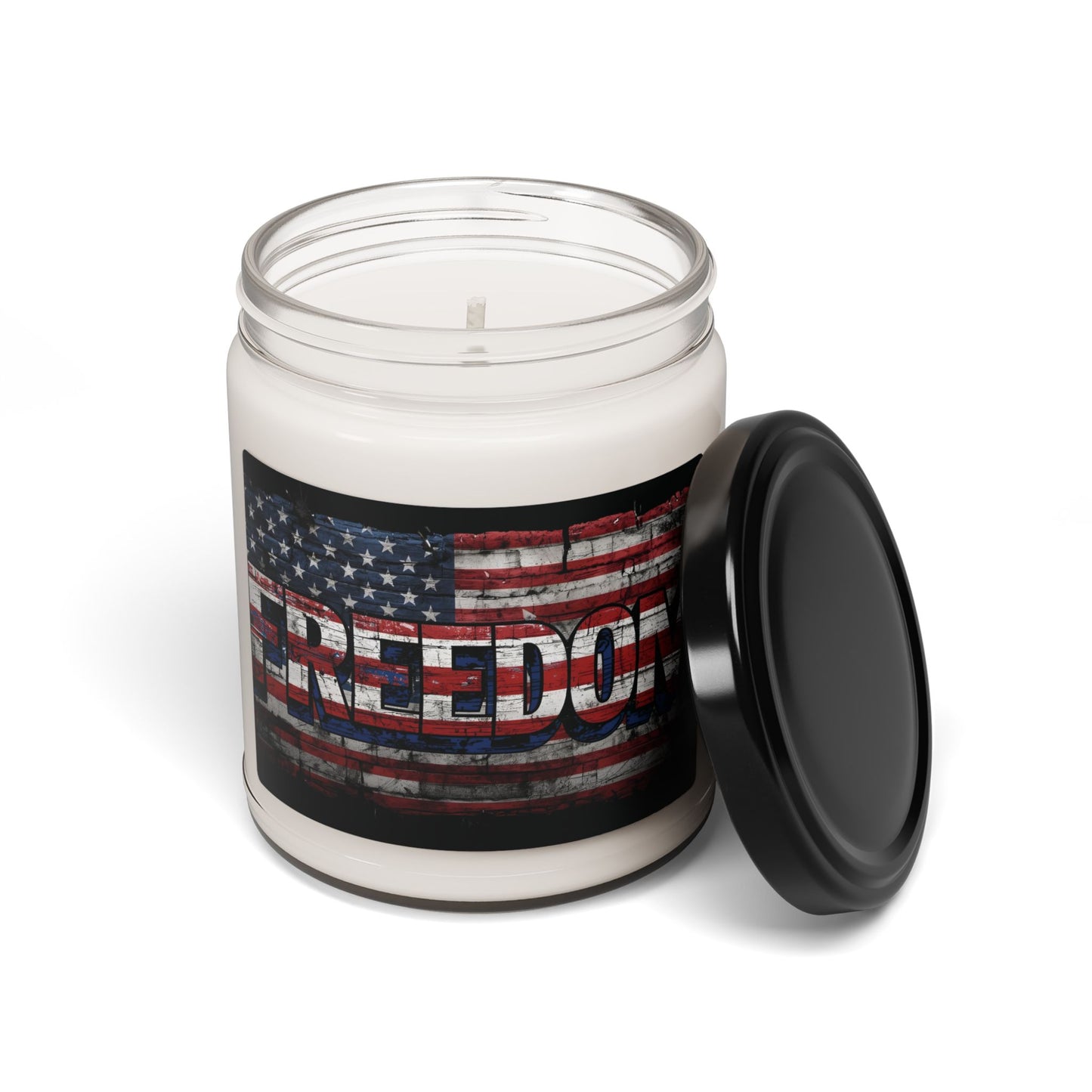 Freedom Scented Soy Candle - 9oz - Vintage American Flag - Patriotic Red White Blue - Eco-Friendly Gift