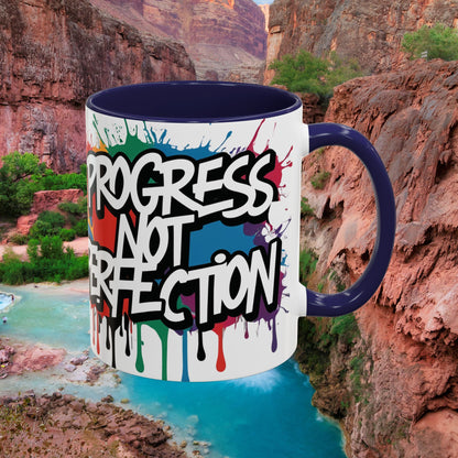 Vibrant   Ceramic  Mug    Inspirational      Let's Go!     Graffiti  Mug      Coffee Mug        Progress  Not  Perfection   Sizes   11oz  &  15oz    Birthday Gift   Graduation Gift    8  Different  Color Options