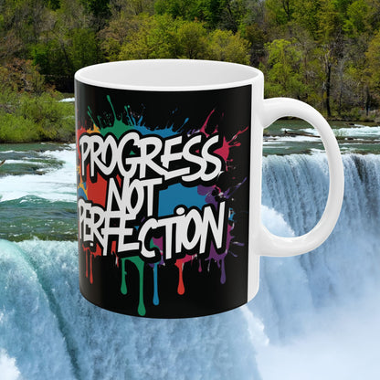💥 Vibrant  💥Motivational  💥 Stylish  Ceramic  Mug 💥  Progress  Not  Perfection 💥 Inspiring Coffee Cup for Daily Motivation 💥  Available  In  2  Convenient  Sizes  11oz  &  15oz 💥