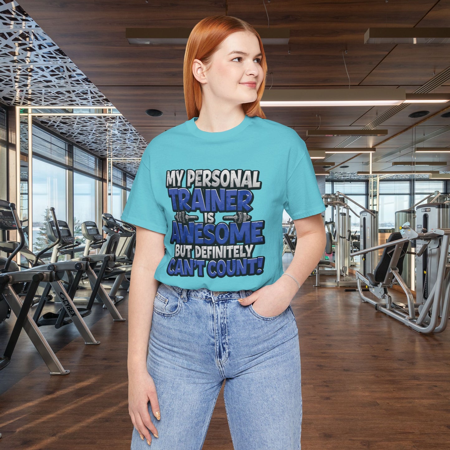 Funny - My Personal Trainer Is Awesome But Definitely Can’t Count! Tee - Great Gift for Fitness Lovers - Gym Humor Shirt - Workout Apparel - Personal Trainer Gift - Fitness Motivation Tee - XS - 4XL