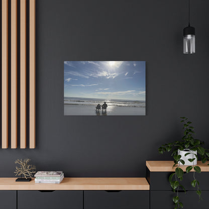 Beach Sunset Canvas Art, Stretched Canvas Print, Coastal Home Decor, Ocean Wall Art, Serene Landscape Painting