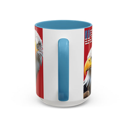 Patriotic Bald Eagle Accent Mug - Red White & Blue - 11oz/15oz - 4 Colors