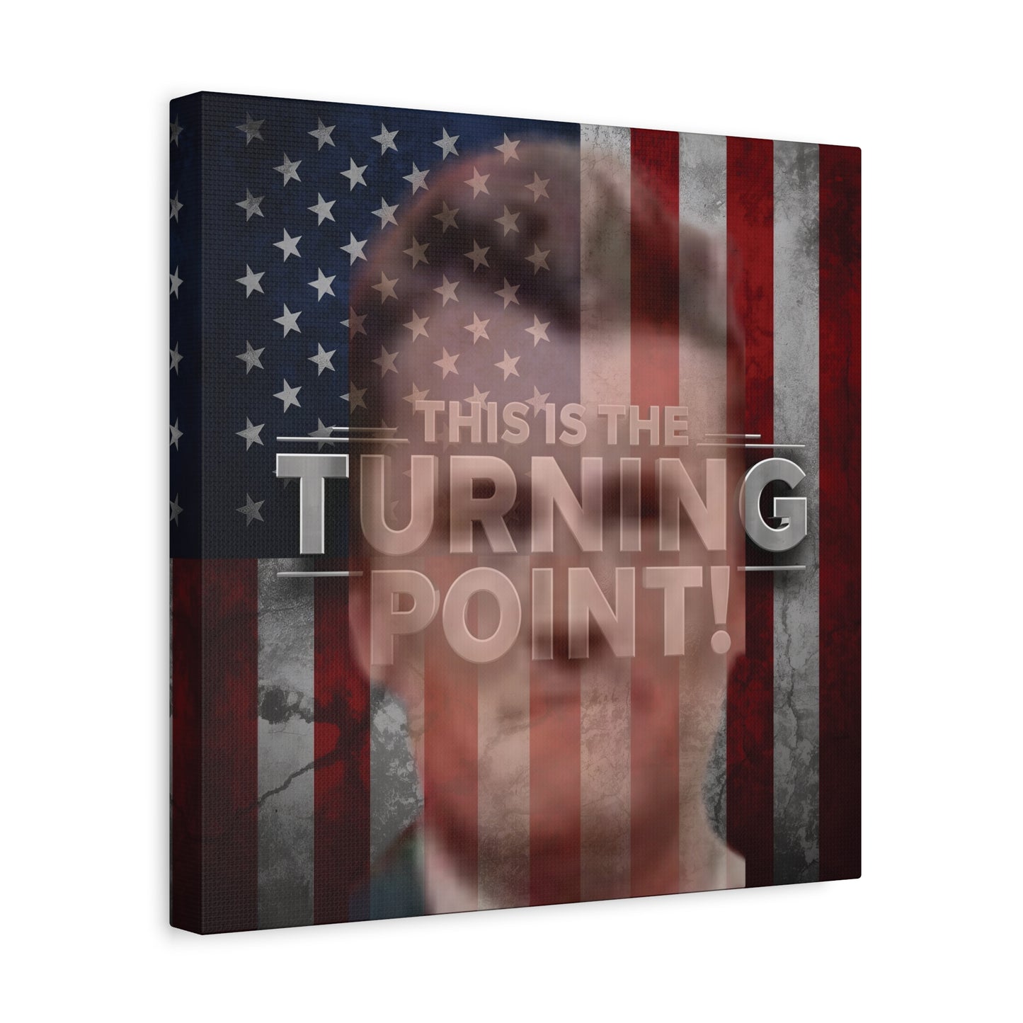 Inspirational Gallery Wrap Canvas Wall Art - Motivational Home Decor - Charlie Kirk - This Is The Turning Point! Artwork - Unique Gift Idea -  American Flag Backdrop Design