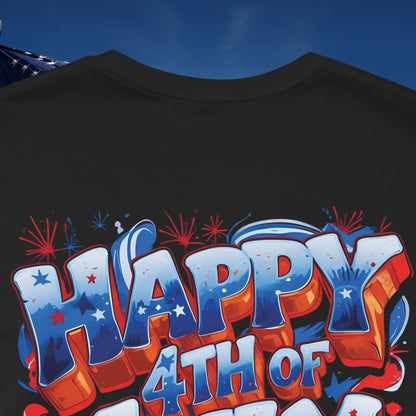 Happy 4th Of July, Print Design T-Shirt, Independence Day, American Flag, Bald Eagle, Red White Blue