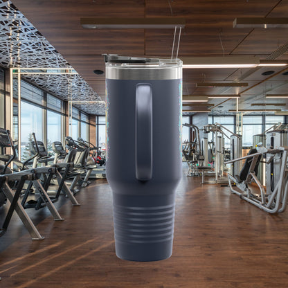Insulated Travel Mug, Live Fit, 40oz Fitness Water Bottle, Gym Coffee Cup, Durable Travel Tumbler, Motivational Drinkware
