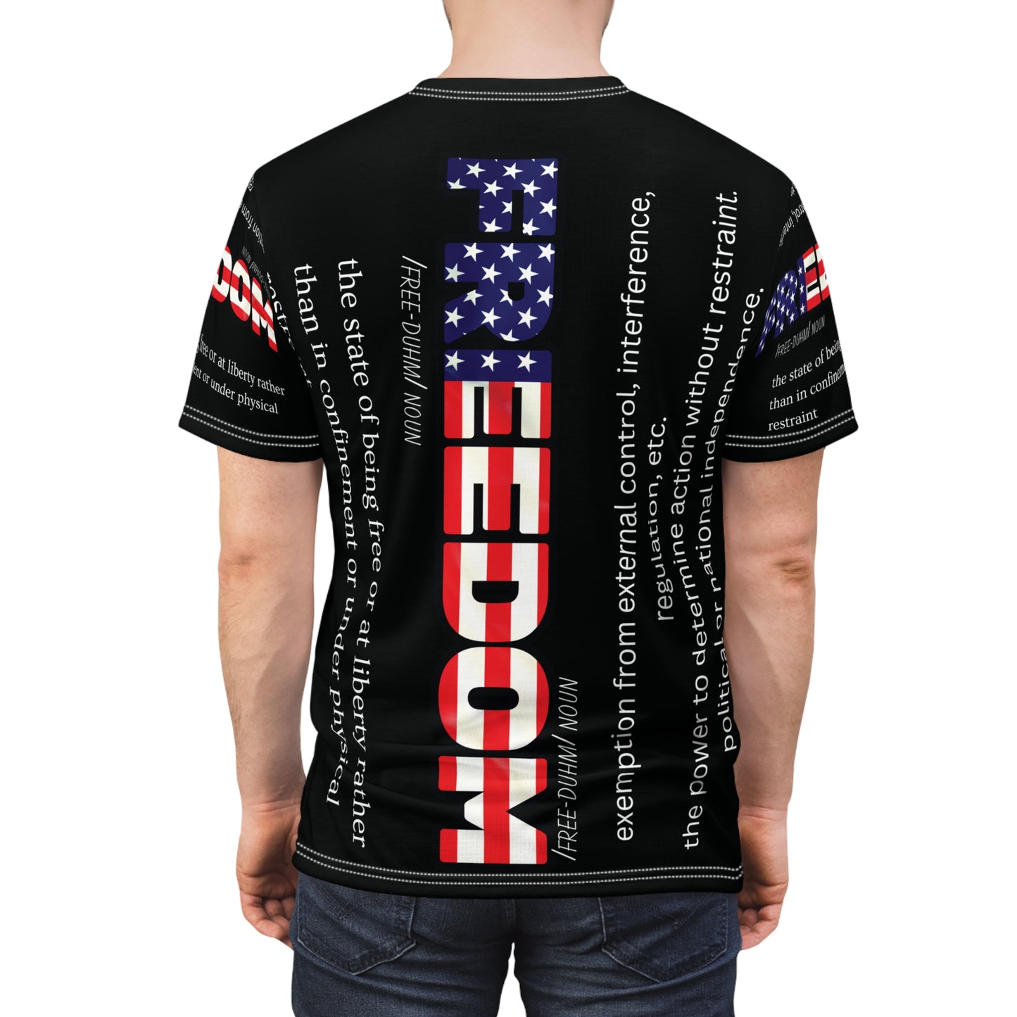 Unisex - Freedom - Definition Tee - American Flag - Red White Blue - All Over Print - T-Shirt - Sizes - S - 3XL