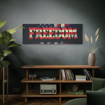Patriotic Wall Art Print - Freedom Design Canvas Decor - American Flag Red White & Blue Artwork - Christmas Gifts - Independence Day Decoration - Home Gallery Piece -