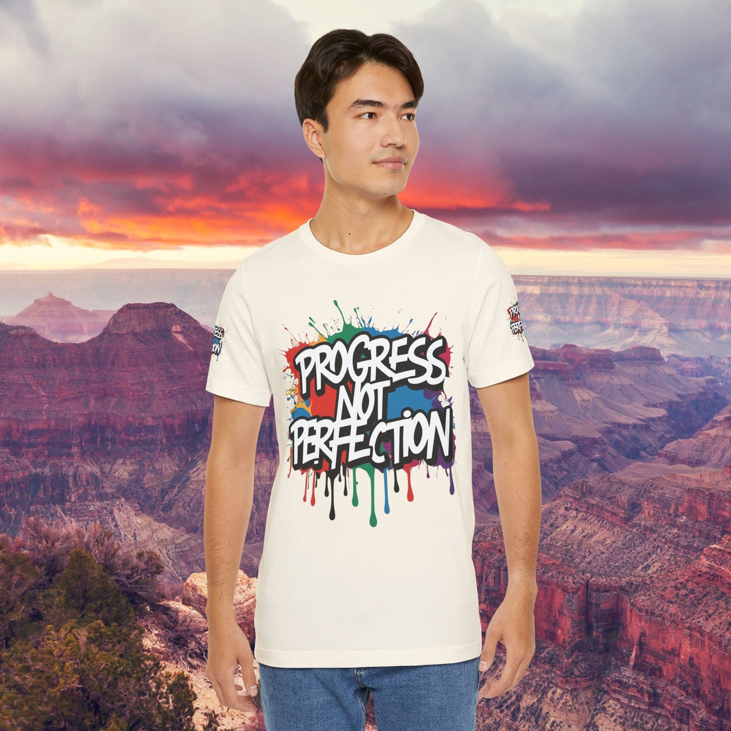 💥 Vibrant   💥   Eye-catching   💥   Motivational    💥 All  Over Print   💥 Unisex T-shirt  💥   Progress  Not  Perfection   💥  Art-Inspired   💥  Apparel  💥  Sizes  XS  x  4XL 💥