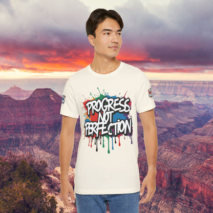 💥 Vibrant   💥   Eye-catching   💥   Motivational    💥 All  Over Print   💥 Unisex T-shirt  💥   Progress  Not  Perfection   💥  Art-Inspired   💥  Apparel  💥  Sizes  XS  x  4XL 💥