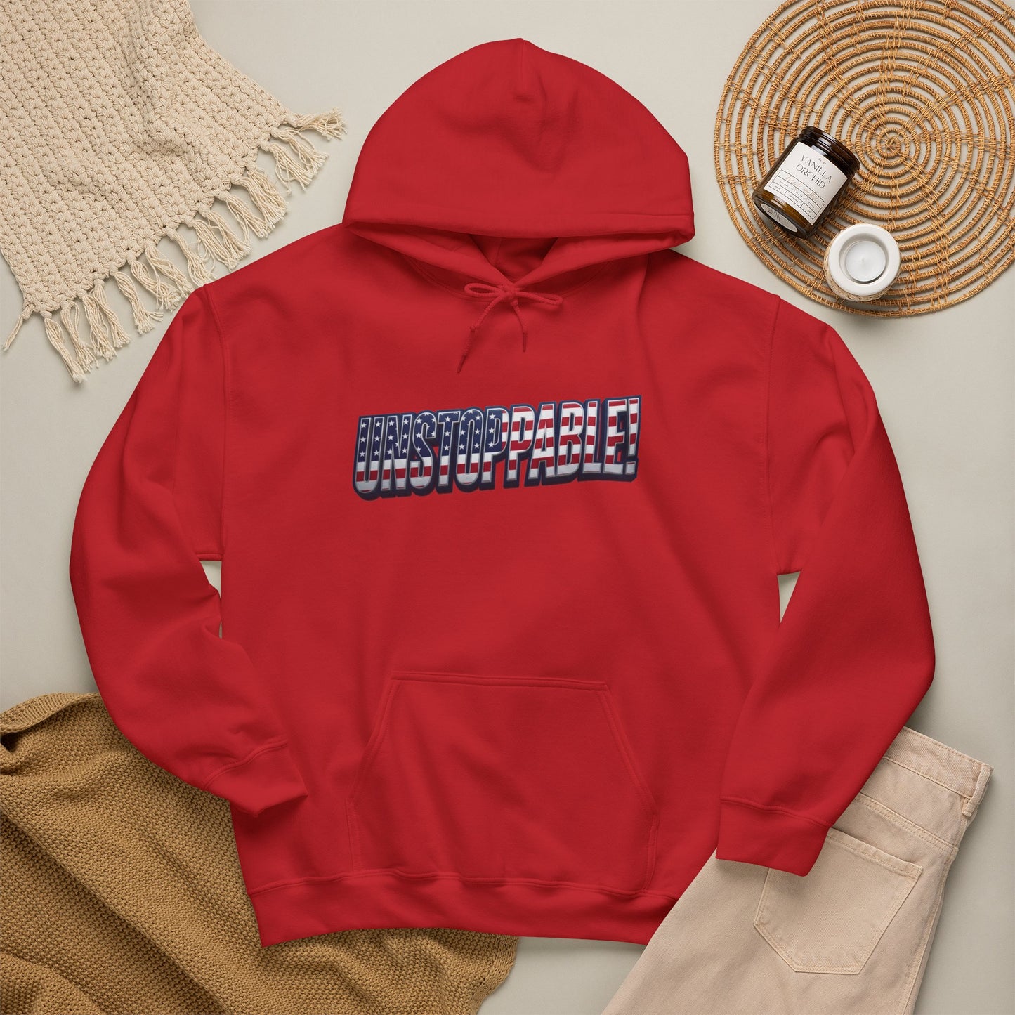 UNSTOPPABLE! Hoodie — USA Flag Graphic Pullover | LIVE FIT - Patriot Fit Life