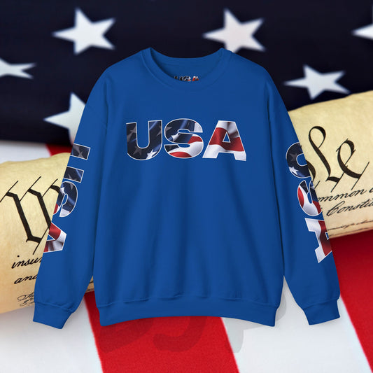 Patriotic - USA - Crewneck Sweatshirt - Unisex Heavy Blend - National Pride - Holiday Gift - Gift For Her - Gift For Him