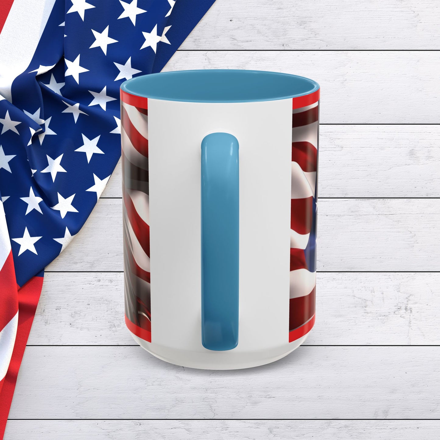 Patriotic Bald Eagle Coffee Mug - American Flag Accent - 11oz/15oz - Multiple Colors