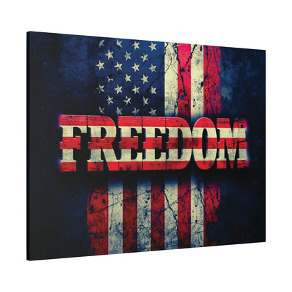 Patriotic Wall Art Print - Freedom Design Canvas Decor - American Flag Red White & Blue Artwork - Christmas Gifts - Independence Day Decoration - Home Gallery Piece -